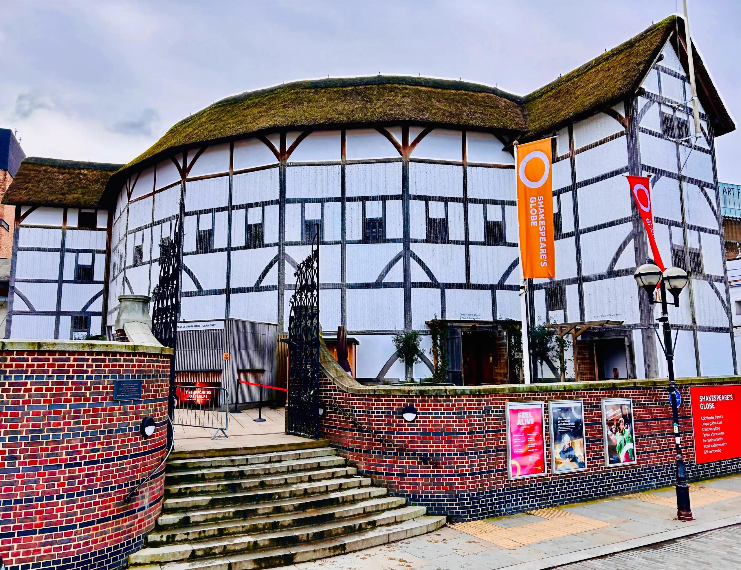The reconstructed Shakespeare’s Globe Theatre on Bankside in London.