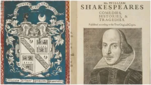 Picture showing one of the First Folios.Features as the second photo in this short biography about william shakespeare.